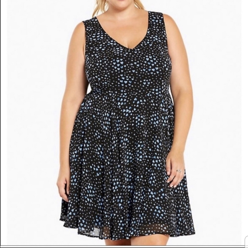 Torrid Blue Heart Fit and Flare Dress